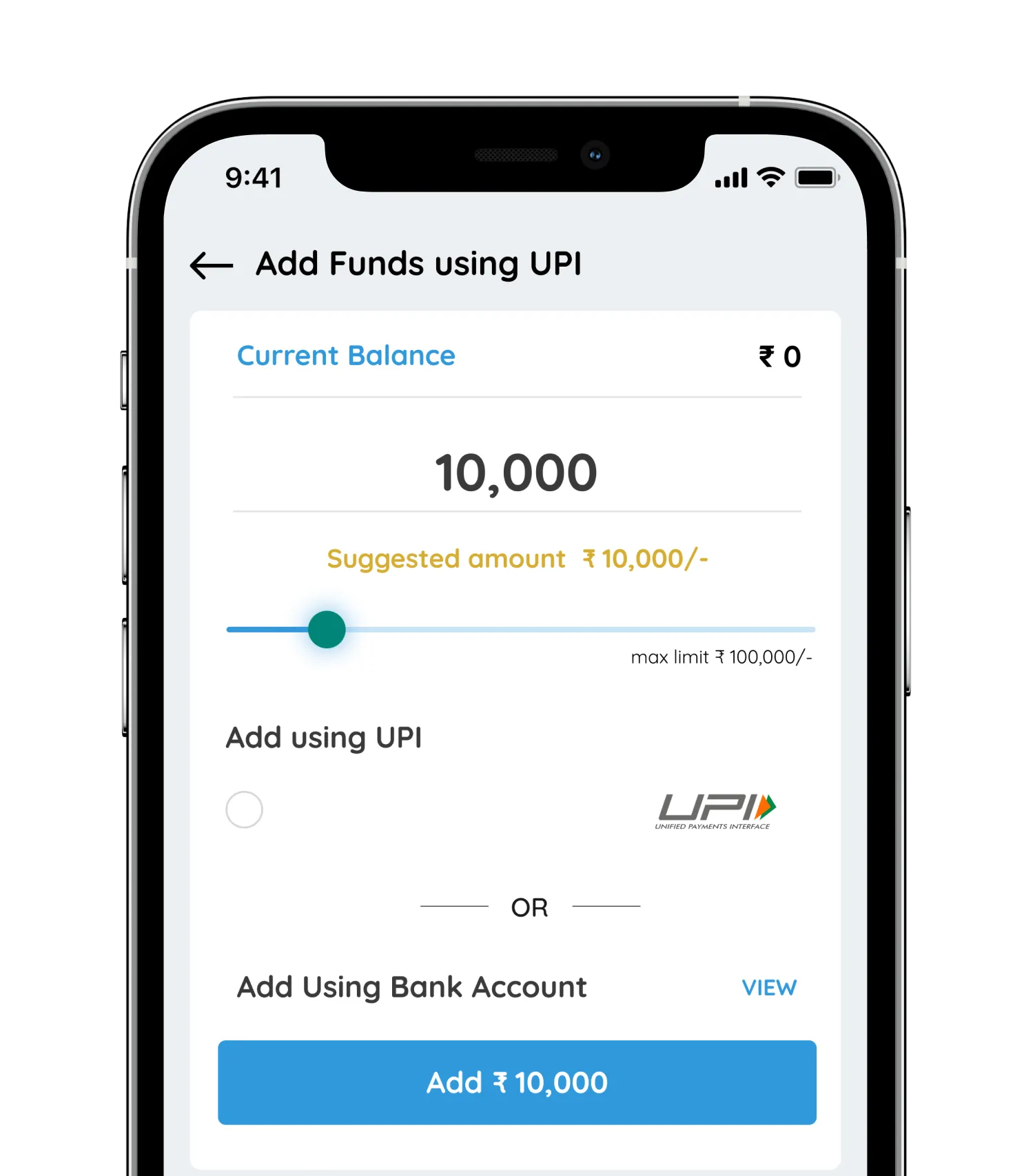 Lendenclub App - Add Funds Using UPI
